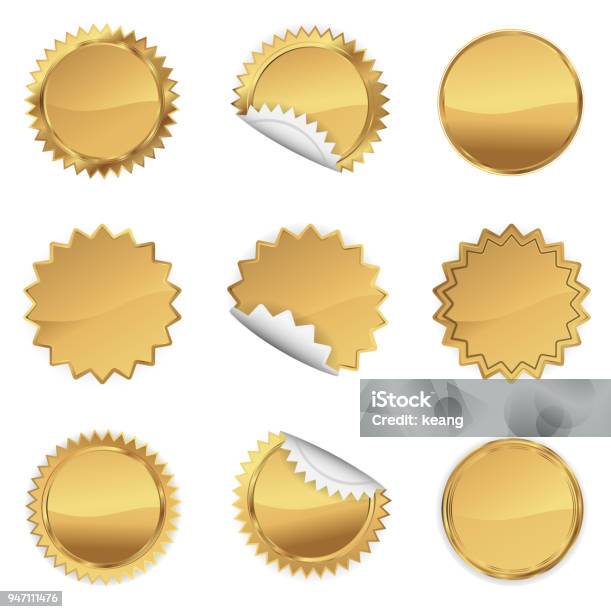 Gold Starbursts Set Illustration Vector 10 Stock Illustration - Download Image Now - Gold - Metal, Lens Flare, Badge