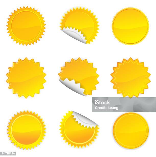 Starbursts Jaune Ensemble Vecteur Illustration 10 Vecteurs libres de droits et plus d'images vectorielles de Halo lumineux - Halo lumineux, Soleil, Exploser