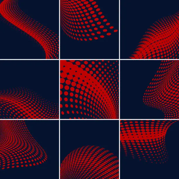Vector illustration of Vector Halftone Dots Pattern Backgrounds Collection