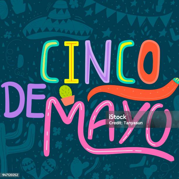 Banner Or Card For Cinco De Mayo Celebration Holiday Poster Wit Stock Illustration - Download Image Now