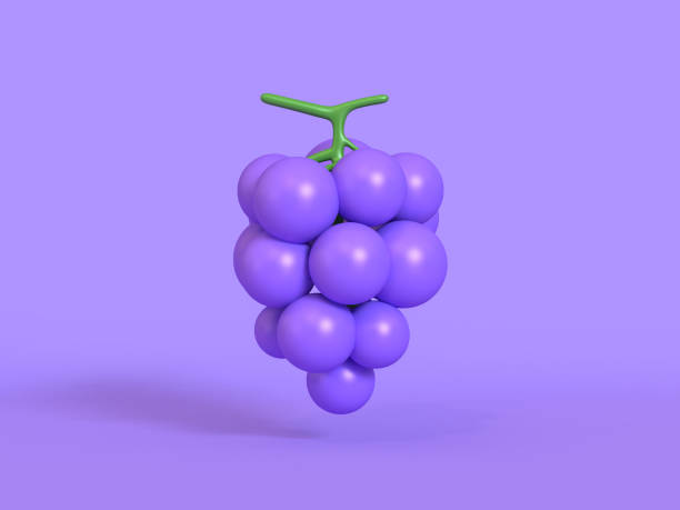 istock 3d grape cartoon style floating minimal violet-purple background 3d rendering 947127116