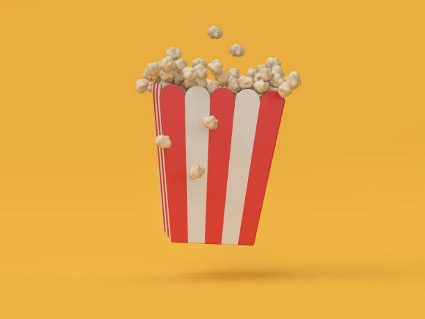 3d pop corn red white box floating abstract movie,cinema,entertainment concept
