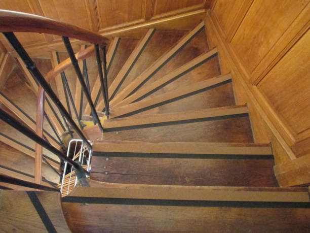 istock Retro style wooden staircase 947132018