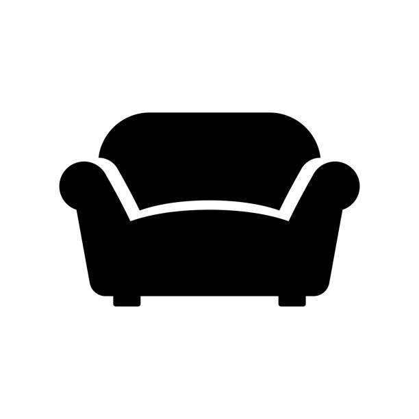 ilustraciones, imágenes clip art, dibujos animados e iconos de stock de icono de vector icono de muebles del sofá - sofá