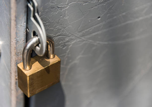 Close-up of bolt and lock.