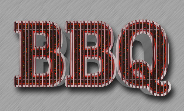 istock Stock Illustration - Large Text: BBQ , Big Glowing Coal BBQ, 3D Illustration. 947137032