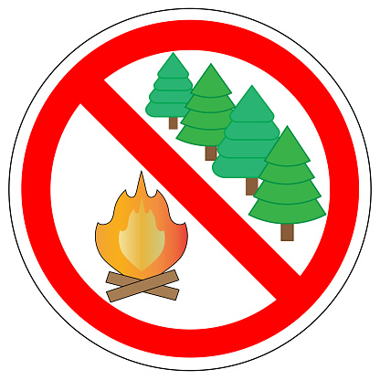 prohibition sign of make fire in forest