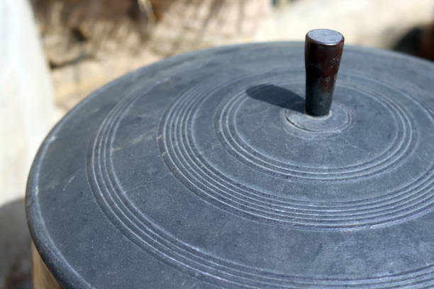 istock Close-up image of metal caldron lid. 947144508