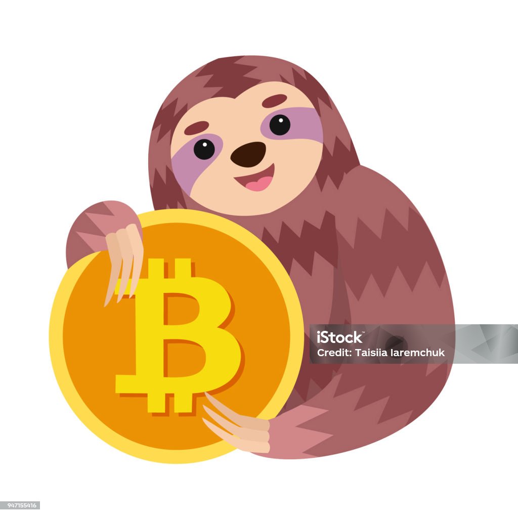 Bitcoin Animal Sloth With Bitcoin Vector Illustration Isolated On White Background ...