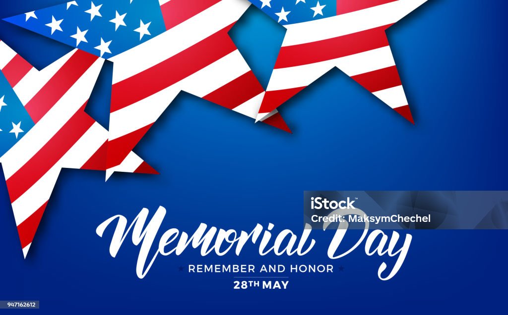 Memorial Day. USA Memorial Day card with lettering and stars of USA flag Memorial Day. USA Memorial Day card with lettering and stars of USA flag. US Memorial Day stock vector