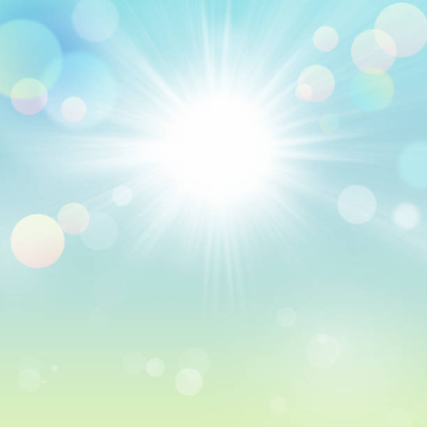 istock Spring or summer abstract nature background with blue sky, green grass and bokeh lights 947167592