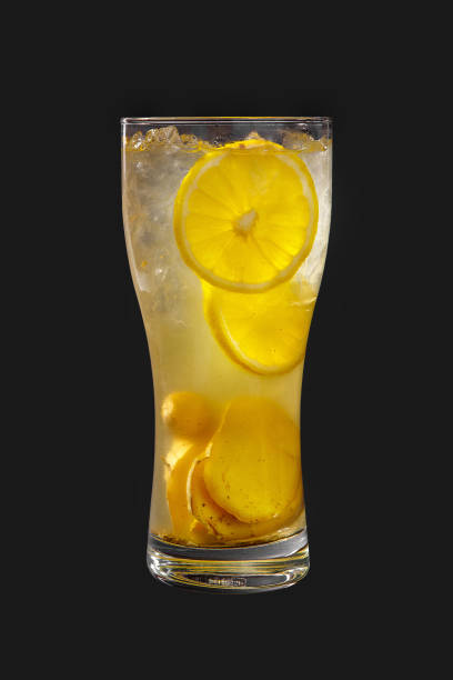 Summer cocktail on isolated black background