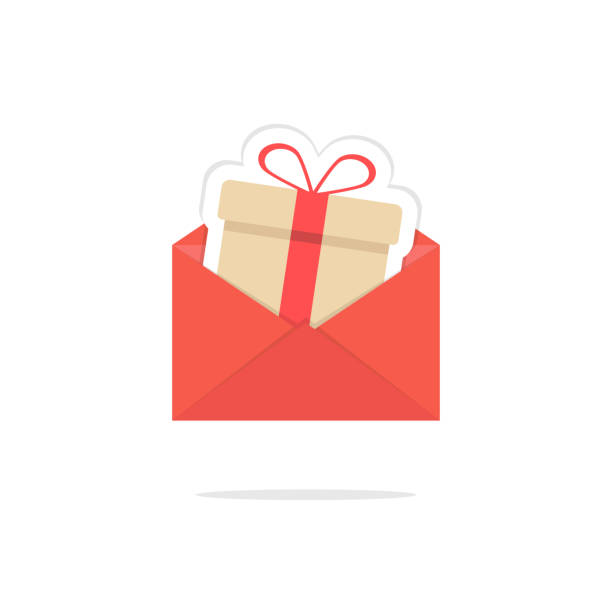 ギフト ボックス カードで赤の公開書簡 - birthday card envelope invitation blank点のイラスト素材／クリップアート素材／マンガ素材／アイコン素材