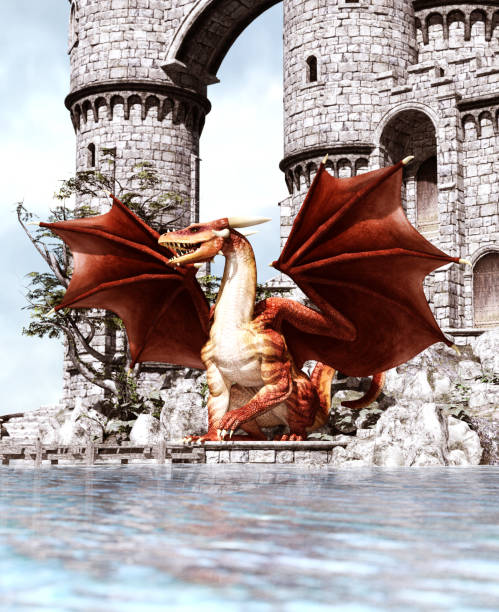 istock 3d Fantasy dragon in mythical island 947182004