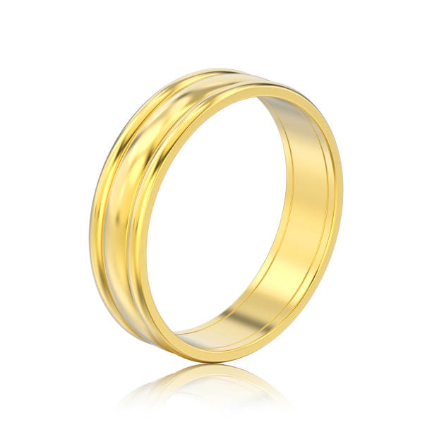 istock 3D illustration isolated yellow gold matching couples wedding ring bands with reflection 947182248