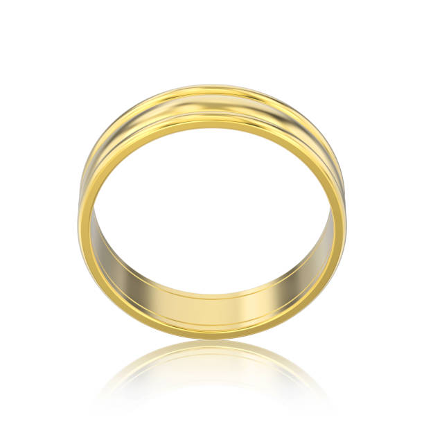 istock 3D illustration isolated yellow gold matching couples wedding ring bands with reflection 947182256