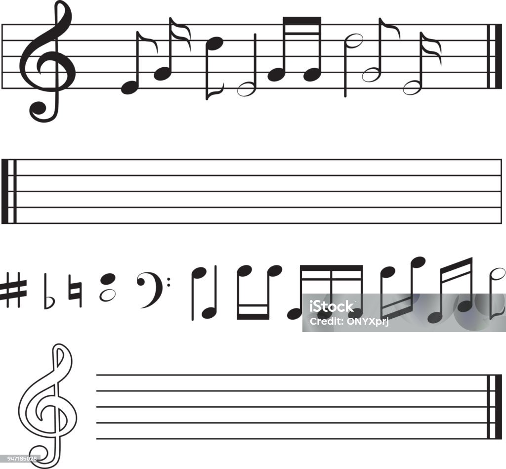 Music Note Ray Vector Monochrome Collection Of Music Notes Pictures Isolate On White ...