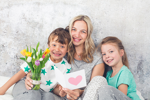 Happy Family - Children congratulate on Mother's Day