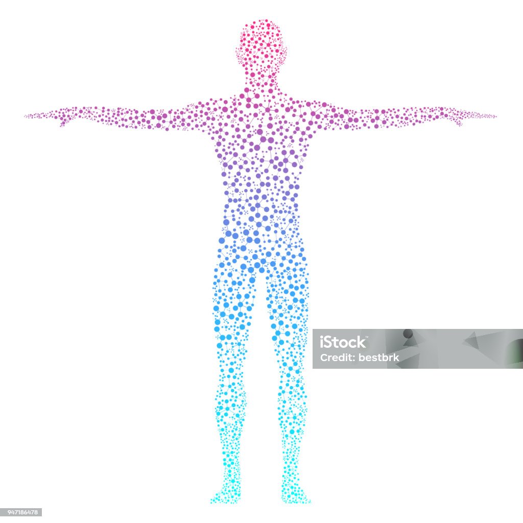 Corps humain abstrait avec des molécules d’ADN - Illustration de Corps humain libre de droits