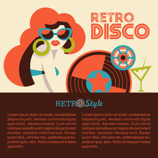illustrazioni stock, clip art, cartoni animati e icone di tendenza di festa in discoteca retrò. illustrazione vettoriale. - girl sunglasses 80s