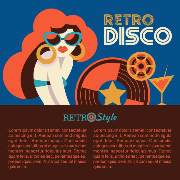 illustrazioni stock, clip art, cartoni animati e icone di tendenza di festa in discoteca retrò. illustrazione vettoriale. - girl sunglasses 80s