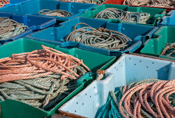 istock Fishing ropes in bulk in containers 947197734