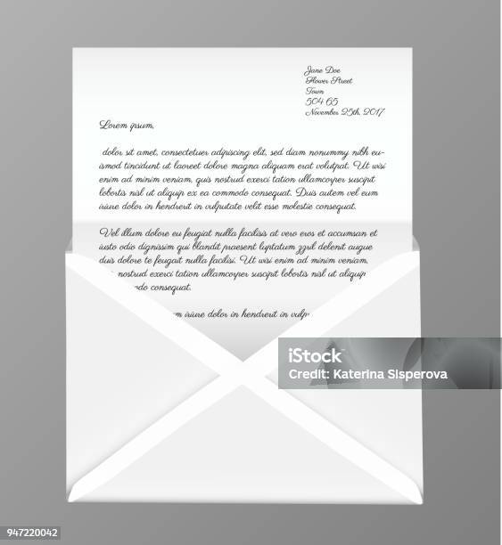 Vector Realistic Open Letter Template For Your Message Isolated On Grey Vector Realistic Open Letter Template For Your Message Isolated On Grey