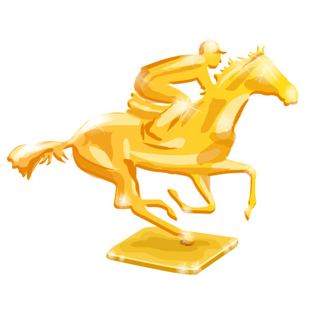 istock Golden trophy. Horse racing. Vector illustration, isolated on white background 947220340