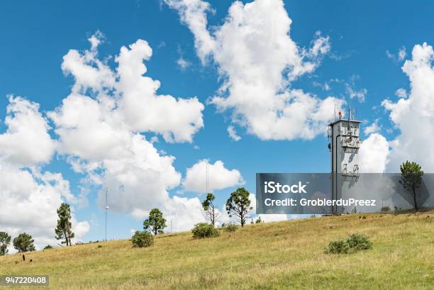 Microwave Telecommunications Tower On A Mountain At Ficksburg Stock Photo - Download Image Now