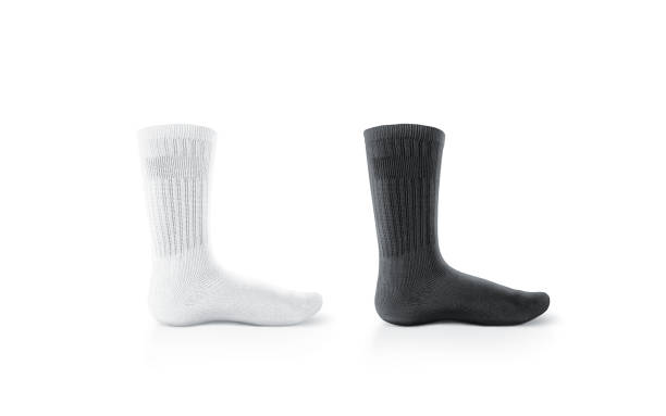 Blank black and white socks design mockup, isolated, clipping path