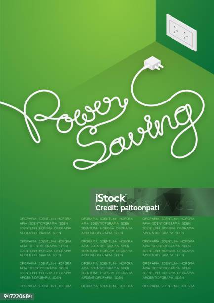 Power Saving Sign Power Saving Text Made From Plug Cable White Color Environment Concept ...