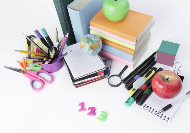 istock numbers and school supplies on white background 947220946