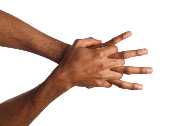 istock Black male hands isolated on white 947224232