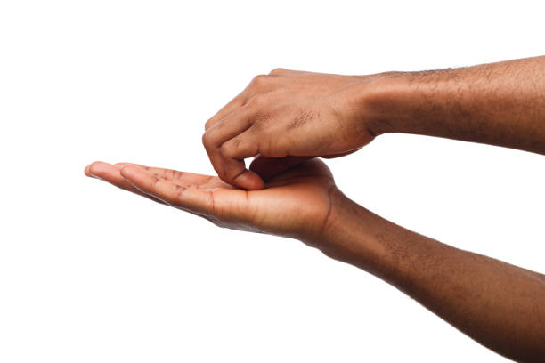 istock Black male hands isolated on white 947224282