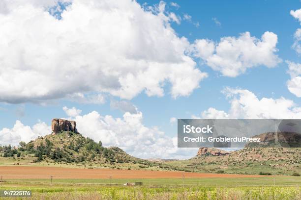 Farm Landscape With Typical Sandstone Hills Between Ficksburg And Fouriesburg Stock Photo - Download Image Now