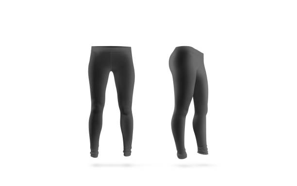 istock Blank black leggings mockup, front and side view, isolated 947228346