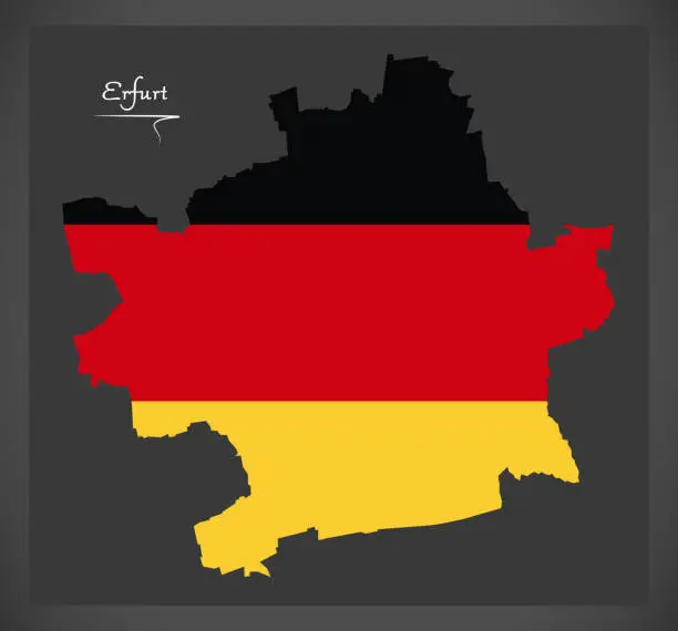 Vector illustration of Erfurt map with German national flag illustration