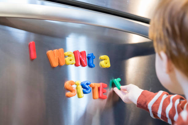istock I want a sister message with Magnet Letters Text on Refrigerator 947229746
