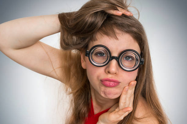 istock Funny nerd or geek woman with sexual expression on face 947233346
