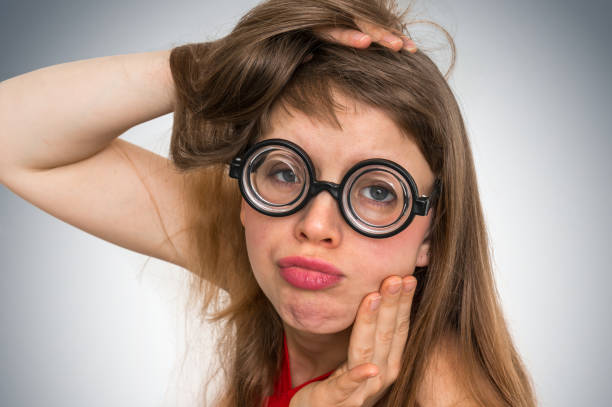 istock Funny nerd or geek woman with sexual expression on face 947233484