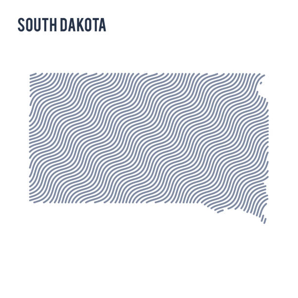 wektorowa abstrakcyjna mapa fali stanu dakota południowa odizolowana na białym tle. - map dakota south dakota north stock illustrations