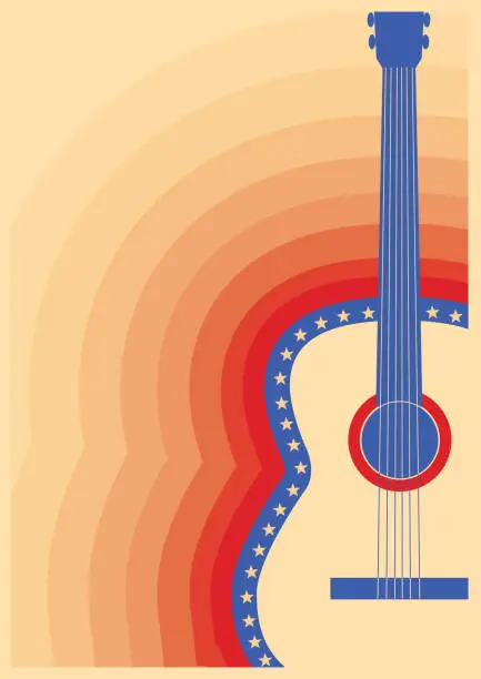 Vector illustration of Concert guitar poster Vector music festival.