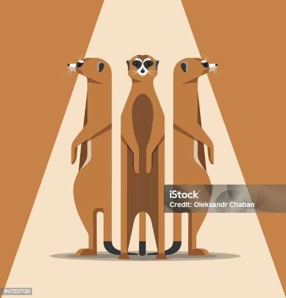 The Family Of Meerkats Is Basking In The Sun Stock Illustration - Download Image Now - Meerkat, Africa, Alertness