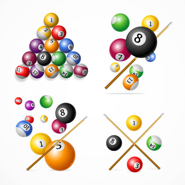 illustrations, cliparts, dessins animés et icônes de billard 3d détaillée réaliste définie. vector - sport pool game snooker sphere