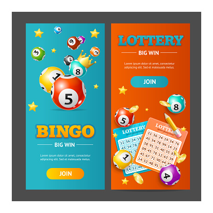Realistic Detailed 3d Lotto Banner Vertical Set for Web and App Design. Vector illustration of Banners Lottery Leisure