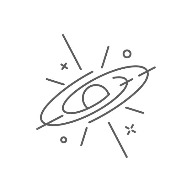 ilustrações, clipart, desenhos animados e ícones de ícone de supernova, estilo de contorno do logotipo de espaço - supernova