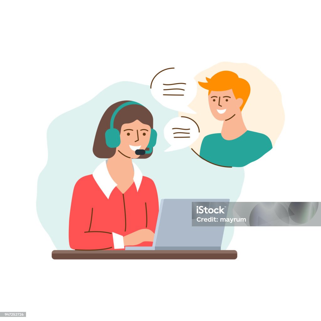 Client Service Images Vector Illustration Of A Call Centre Operator Consulting A Client ...