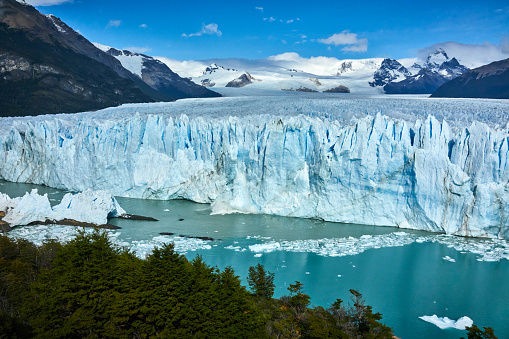 Famed glacier Perito Moreno in Patagonia. Wide shot.