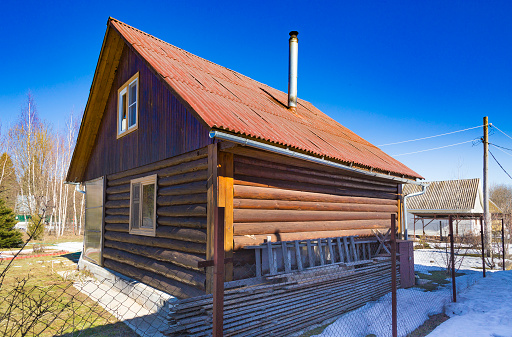 Perspective view at countryside cabin