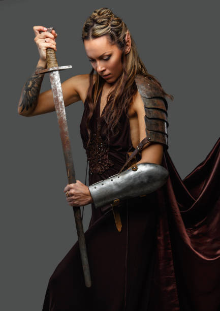 istock Elf woman warrior with sword. 947295260